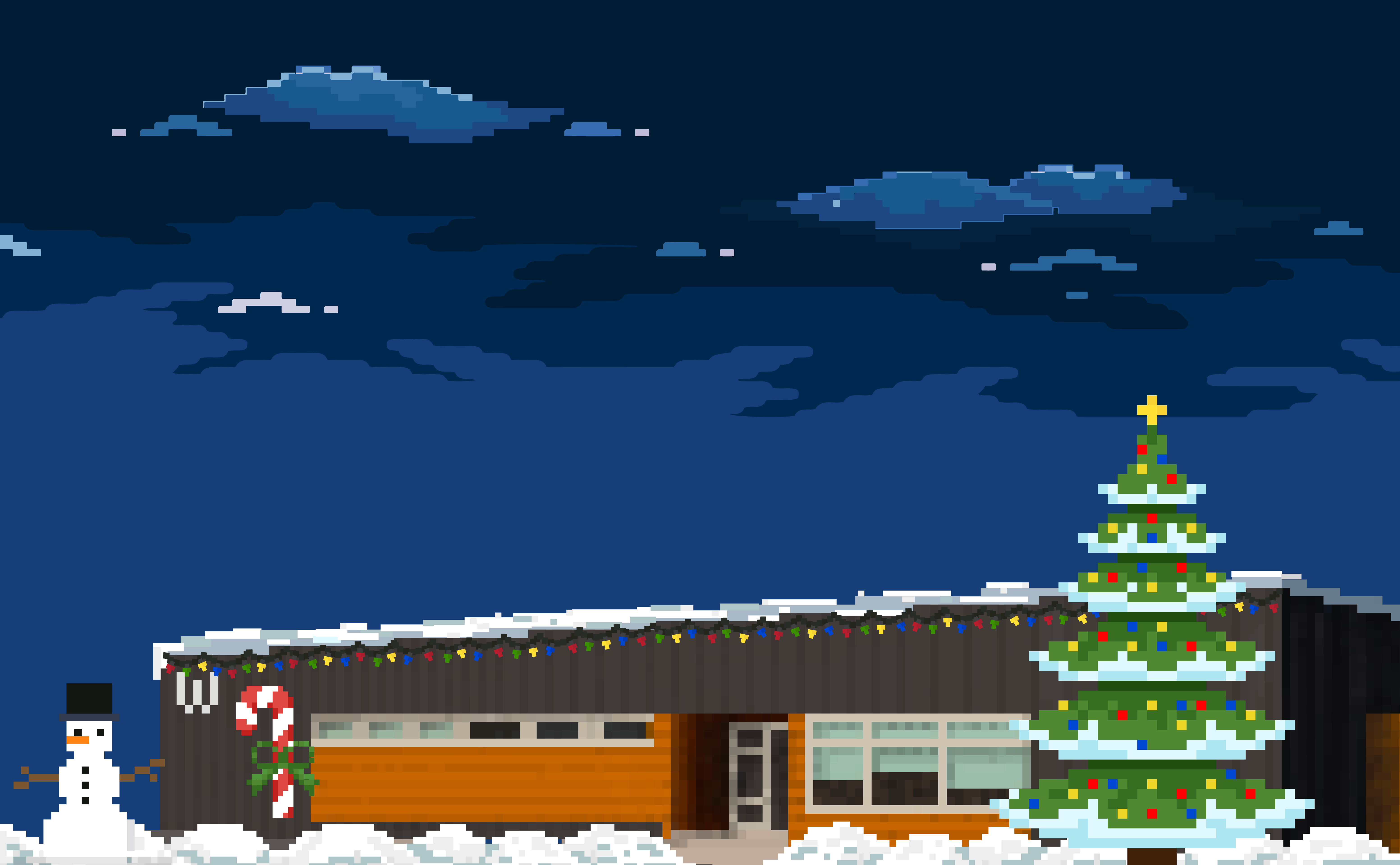 Pixel art of the Websolutions.ca office in the winter